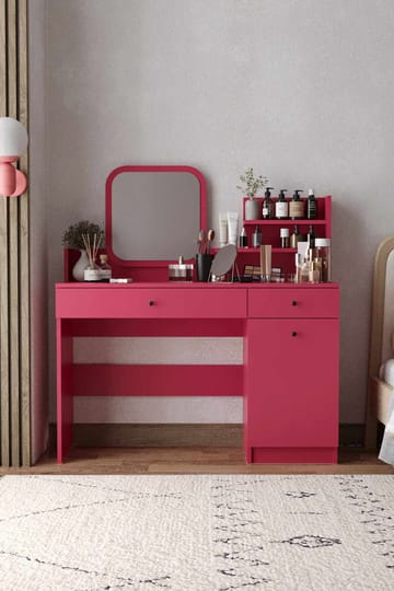 Fabrony Sminkbord med spegel 124 cm - Hallon - Möbler - Bord & matgrupp - Sminkbord & toalettbord