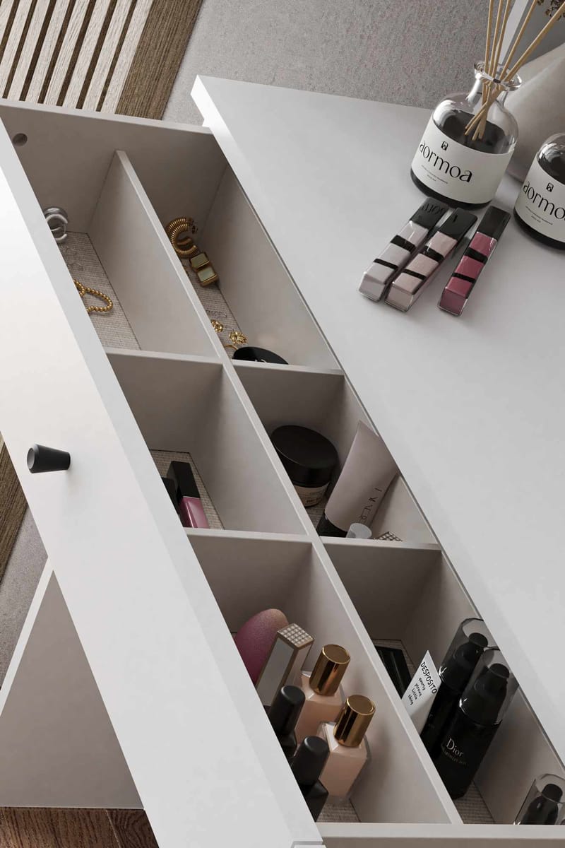 Fabrony Sminkbord med spegel 124 cm - Vit - Möbler - Bord & matgrupp - Sminkbord & toalettbord