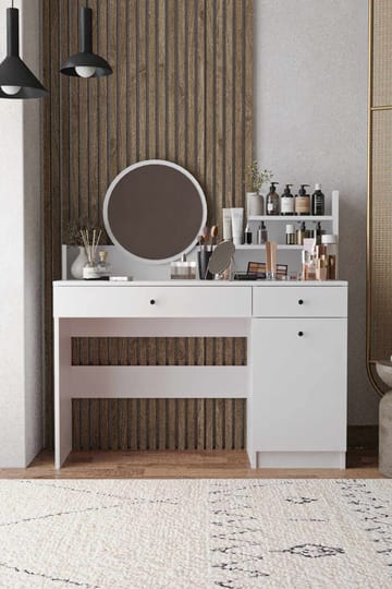 Fabrony Sminkbord med spegel 124 cm - Vit - Möbler - Bord & matgrupp - Sminkbord & toalettbord