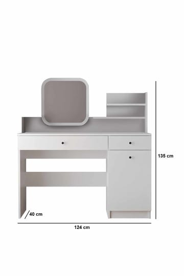 Fabrony Sminkbord med spegel 124 cm - Vit - Möbler - Bord & matgrupp - Sminkbord & toalettbord