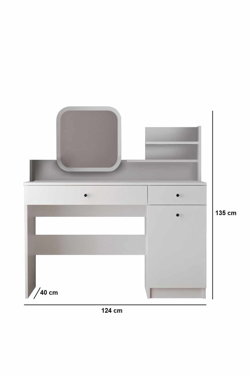Fabrony Sminkbord med spegel 124 cm - Vit - Möbler - Bord & matgrupp - Sminkbord & toalettbord