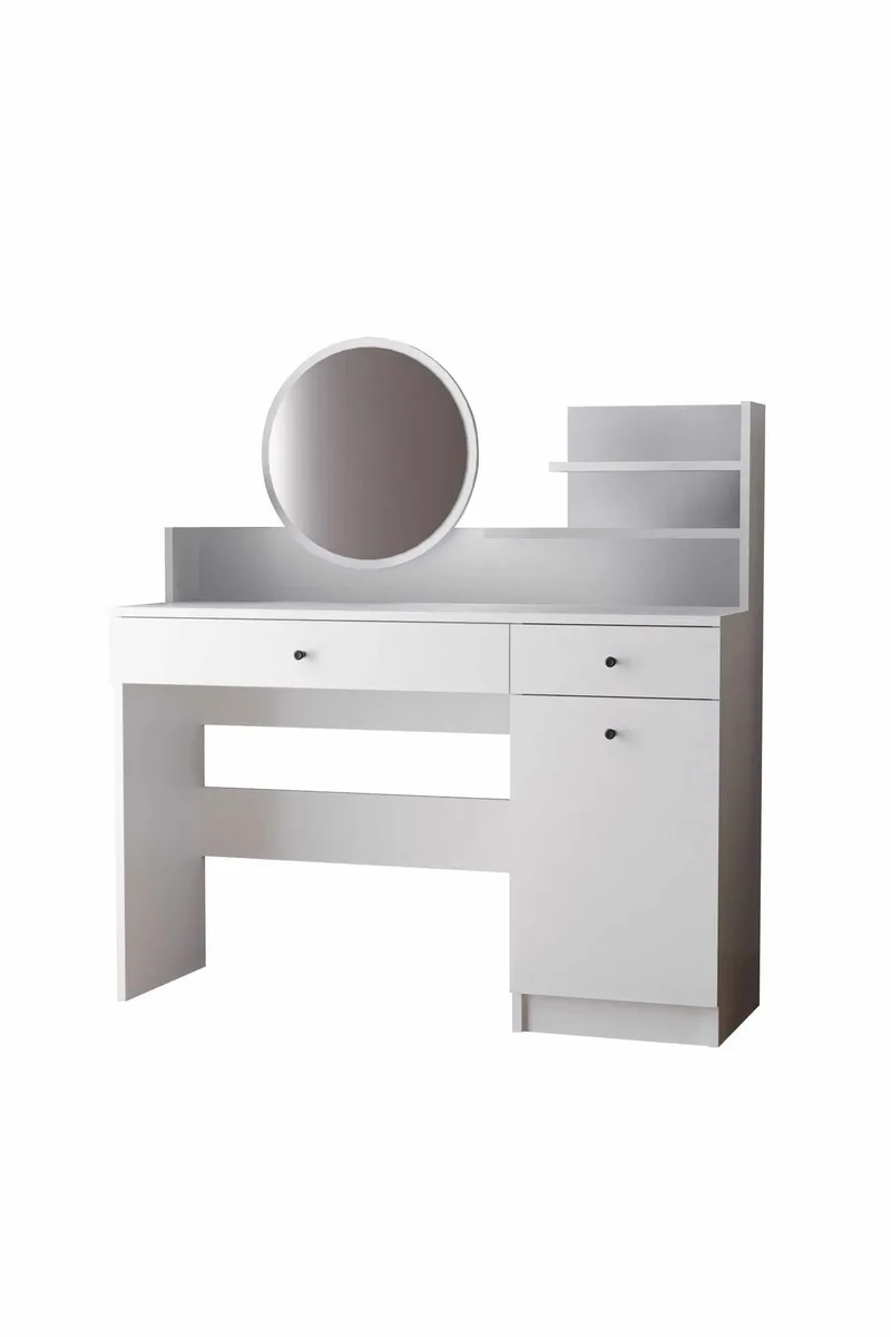 Fabrony Sminkbord med spegel 124 cm, Vit