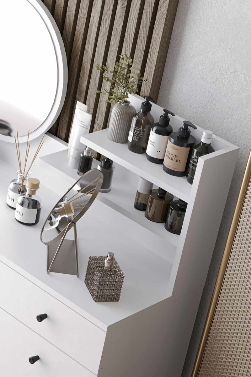 Fabrony Sminkbord med spegel 124 cm - Vit - Möbler - Bord & matgrupp - Sminkbord & toalettbord