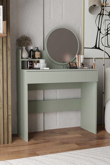 Fabrony Sminkbord med spegel 90 cm - Askgrön - Möbler - Bord & matgrupp - Sminkbord & toalettbord