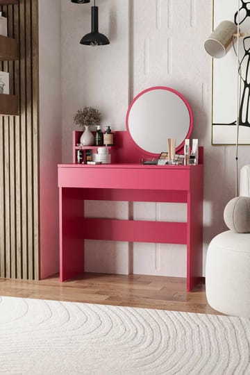 Fabrony Sminkbord med spegel 90 cm - Hallon - Möbler - Bord & matgrupp - Sminkbord & toalettbord