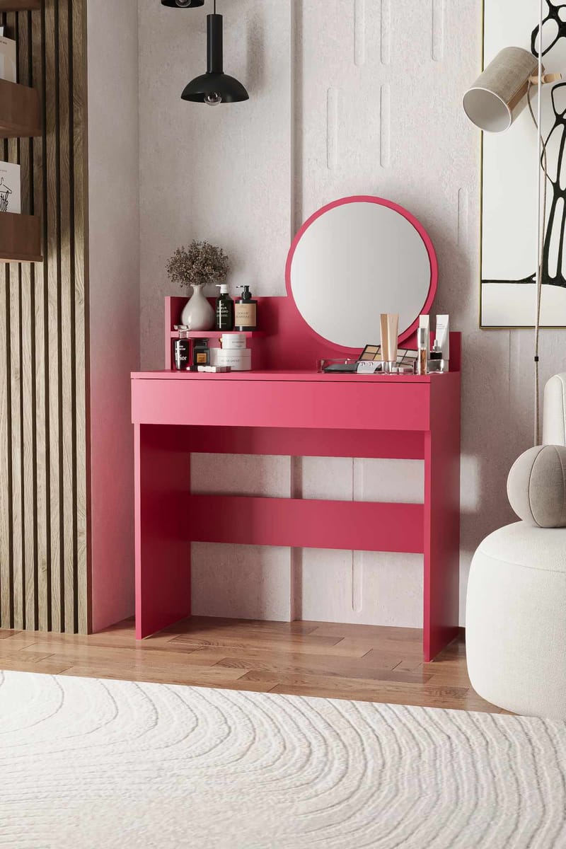 Fabrony Sminkbord med spegel 90 cm - Hallon - Möbler - Bord & matgrupp - Sminkbord & toalettbord