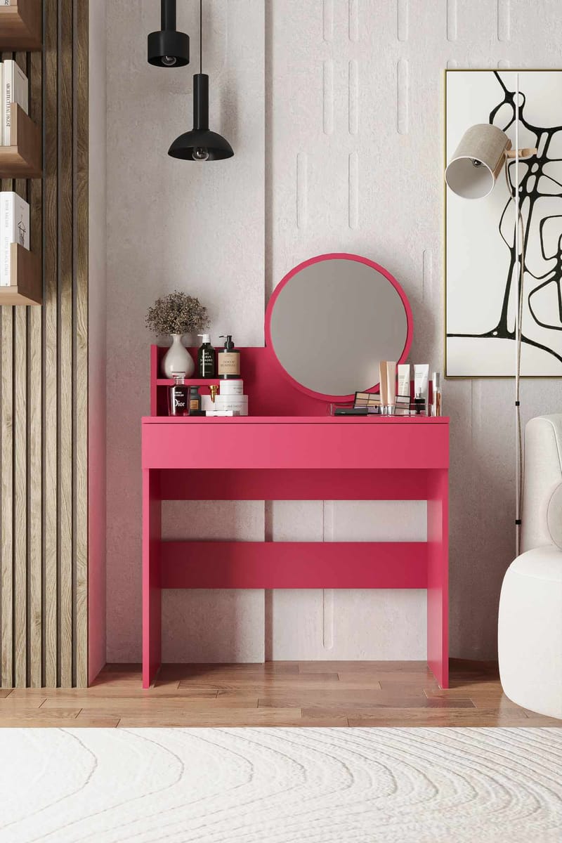 Fabrony Sminkbord med spegel 90 cm - Hallon - Möbler - Bord & matgrupp - Sminkbord & toalettbord