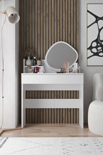 Fabrony Sminkbord med spegel 90 cm - Vit - Möbler - Bord & matgrupp - Sminkbord & toalettbord