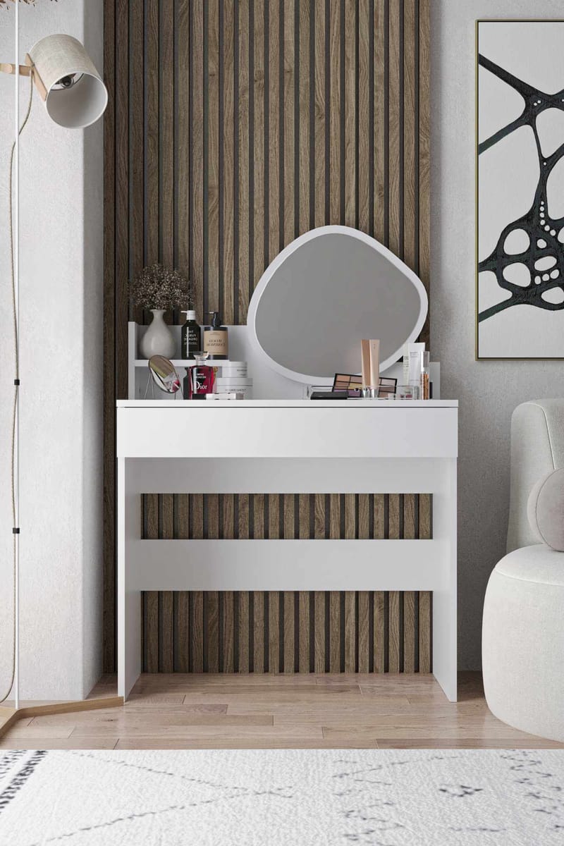 Fabrony Sminkbord med spegel 90 cm - Vit - Möbler - Bord & matgrupp - Sminkbord & toalettbord