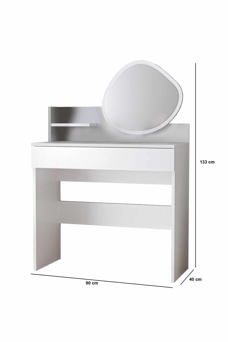 Fabrony Sminkbord med spegel 90 cm - Vit - Möbler - Bord & matgrupp - Sminkbord & toalettbord