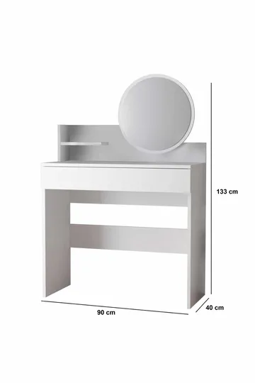 Fabrony Sminkbord med spegel 90 cm - Vit - Möbler - Bord & matgrupp - Sminkbord & toalettbord