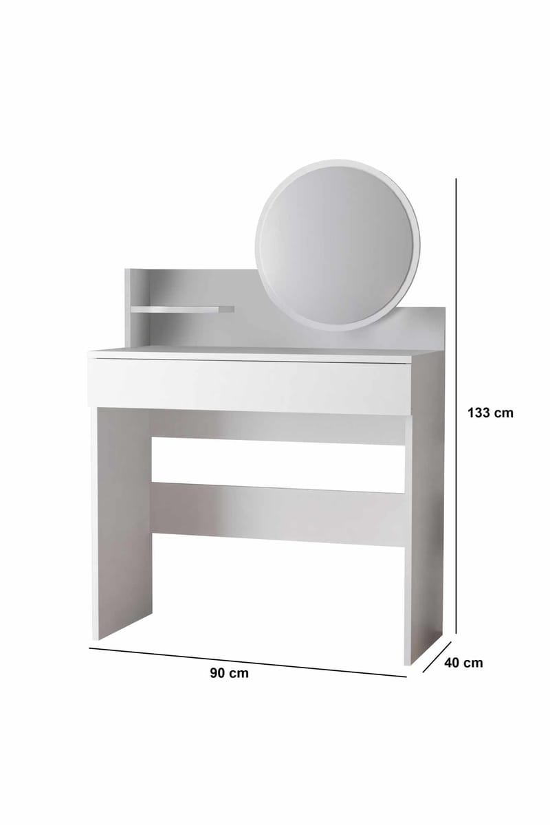 Fabrony Sminkbord med spegel 90 cm - Vit - Möbler - Bord & matgrupp - Sminkbord & toalettbord