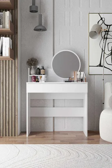 Fabrony Sminkbord med spegel 90 cm - Vit - Möbler - Bord & matgrupp - Sminkbord & toalettbord