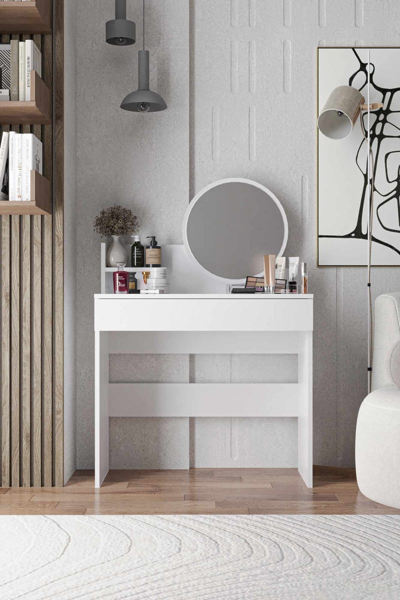 Fabrony Sminkbord med spegel 90 cm - Vit - Möbler - Bord & matgrupp - Sminkbord & toalettbord