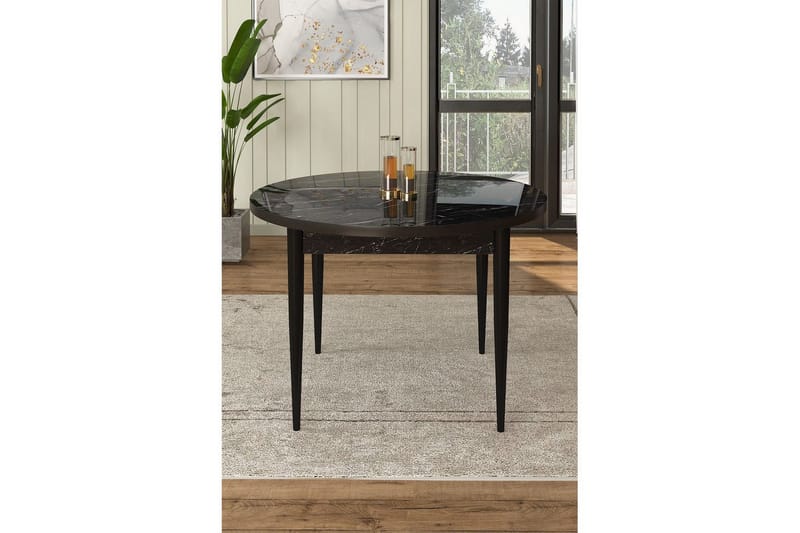 Farefax Matbord 90 cm Rund - Svart Marmor/Svart - Möbler - Bord & matgrupp - Matbord & köksbord