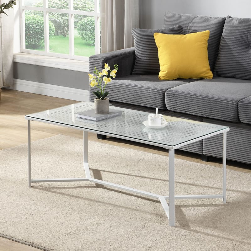 Fenara Soffbord 100 cm - Transparent och matt vit - Möbler - Bord & matgrupp - Soffbord