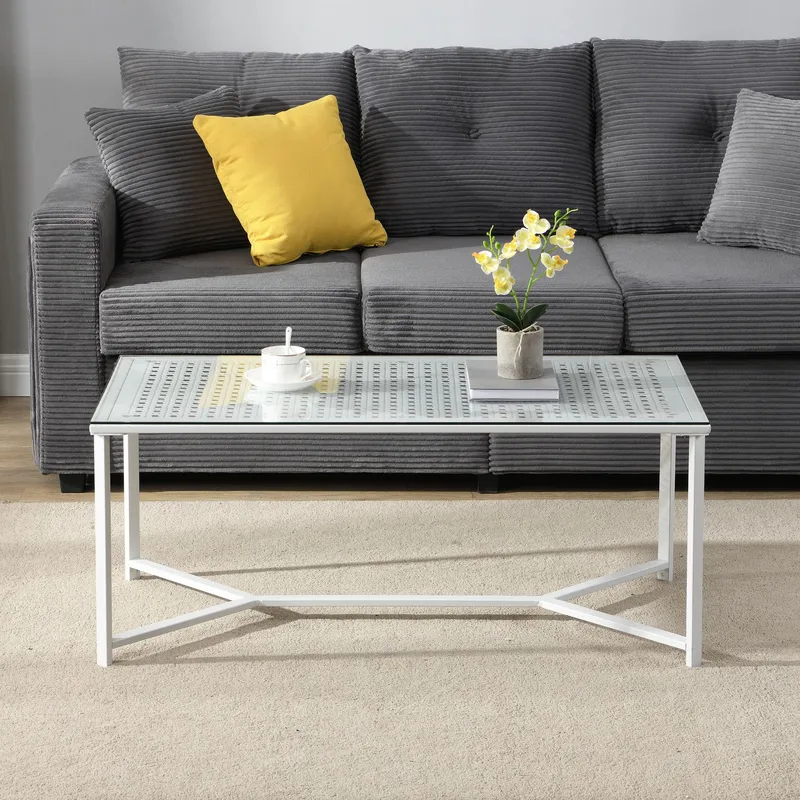 Fenara Soffbord 100 cm - Transparent och matt vit - Möbler - Bord & matgrupp - Soffbord