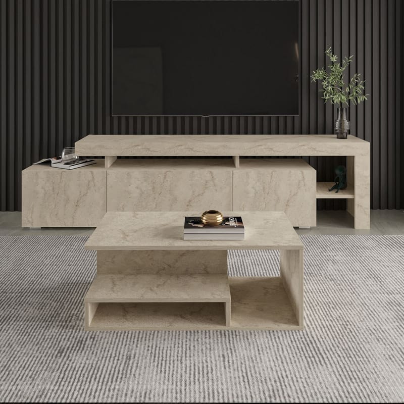 Fenlo Soffbord 90x35x44,8 cm - Travertin - Möbler - Bord & matgrupp - Soffbord