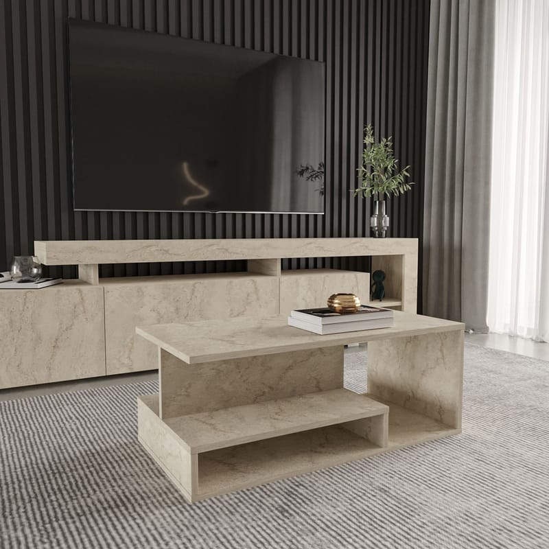 Fenlo Soffbord 90x35x44,8 cm - Travertin - Möbler - Bord & matgrupp - Soffbord