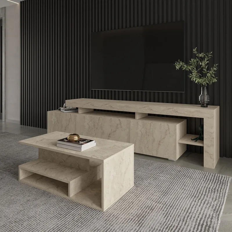 Fenlo Soffbord 90x35x44,8 cm - Travertin - Möbler - Bord & matgrupp - Soffbord