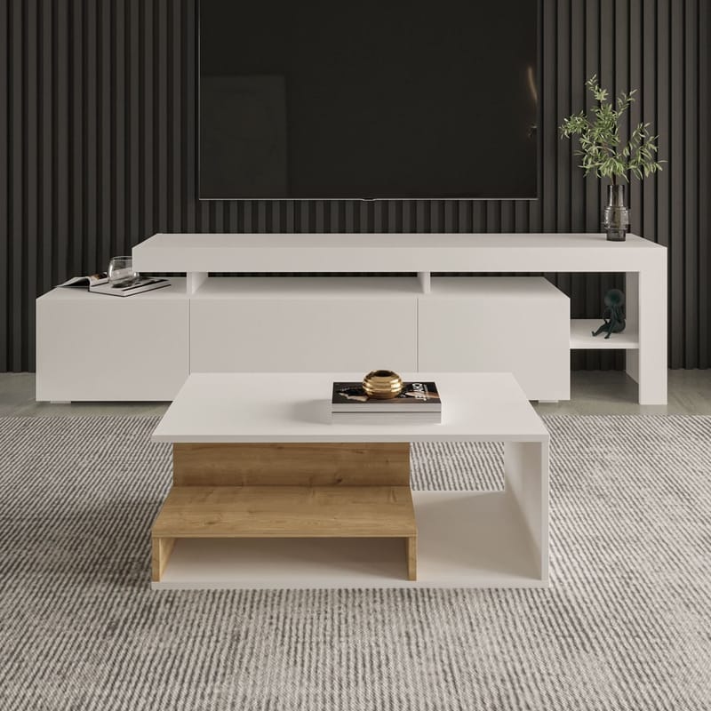 Fenlo Soffbord 90x35x44,8 cm - Vit sapphire-ek - Möbler - Bord & matgrupp - Soffbord