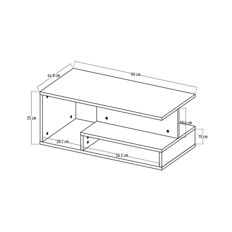 Fenlo Soffbord 90x35x44,8 cm - Vit sapphire-ek - Möbler - Bord & matgrupp - Soffbord