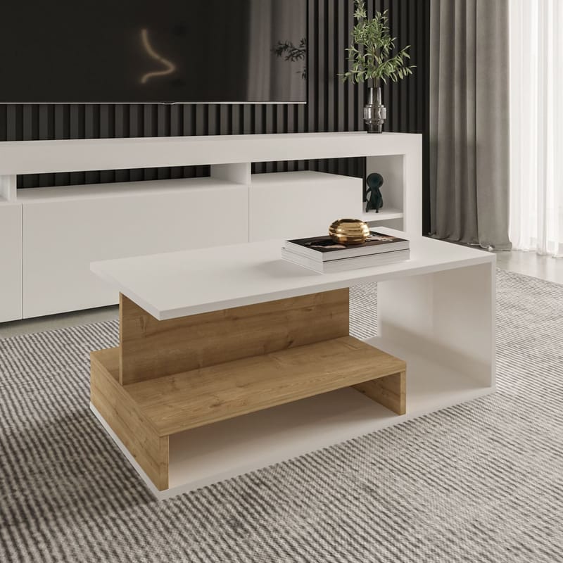 Fenlo Soffbord 90x35x44,8 cm - Vit sapphire-ek - Möbler - Bord & matgrupp - Soffbord