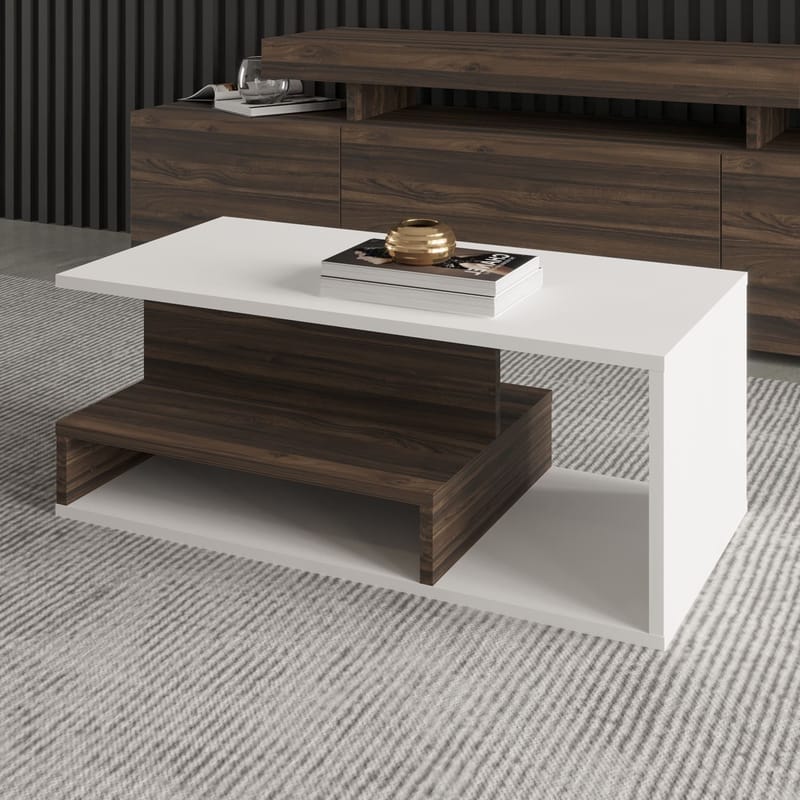 Fenlo Soffbord 90x35x44,8 cm - Vit valnöt - Möbler - Bord & matgrupp - Soffbord