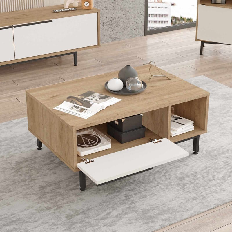 Fenvik Soffbord 90x37,6x60 cm - Naturlig och vit - Möbler - Bord & matgrupp - Soffbord