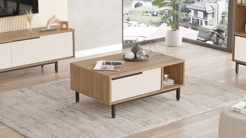 Fenvik Soffbord 90x37,6x60 cm - Naturlig och vit - Möbler - Bord & matgrupp - Soffbord