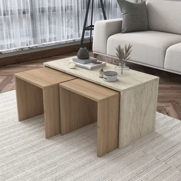Fenvik Soffbordsset 90x44,8x40 cm - Travertin - Möbler - Bord & matgrupp - Soffbord