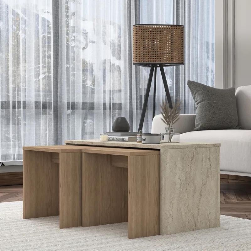 Fenvik Soffbordsset 90x44,8x40 cm - Travertin - Möbler - Bord & matgrupp - Soffbord