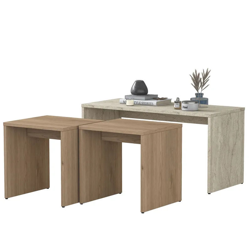 Fenvik Soffbordsset 90x44,8x40 cm - Travertin - Möbler - Bord & matgrupp - Soffbord