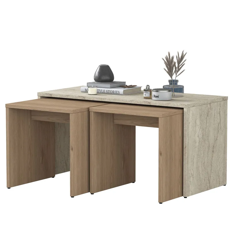 Fenvik Soffbordsset 90x44,8x40 cm - Travertin - Möbler - Bord & matgrupp - Soffbord