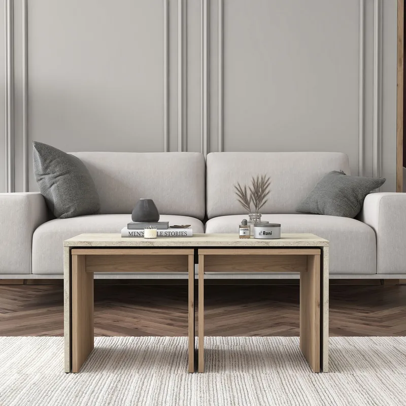 Fenvik Soffbordsset 90x44,8x40 cm - Travertin - Möbler - Bord & matgrupp - Soffbord