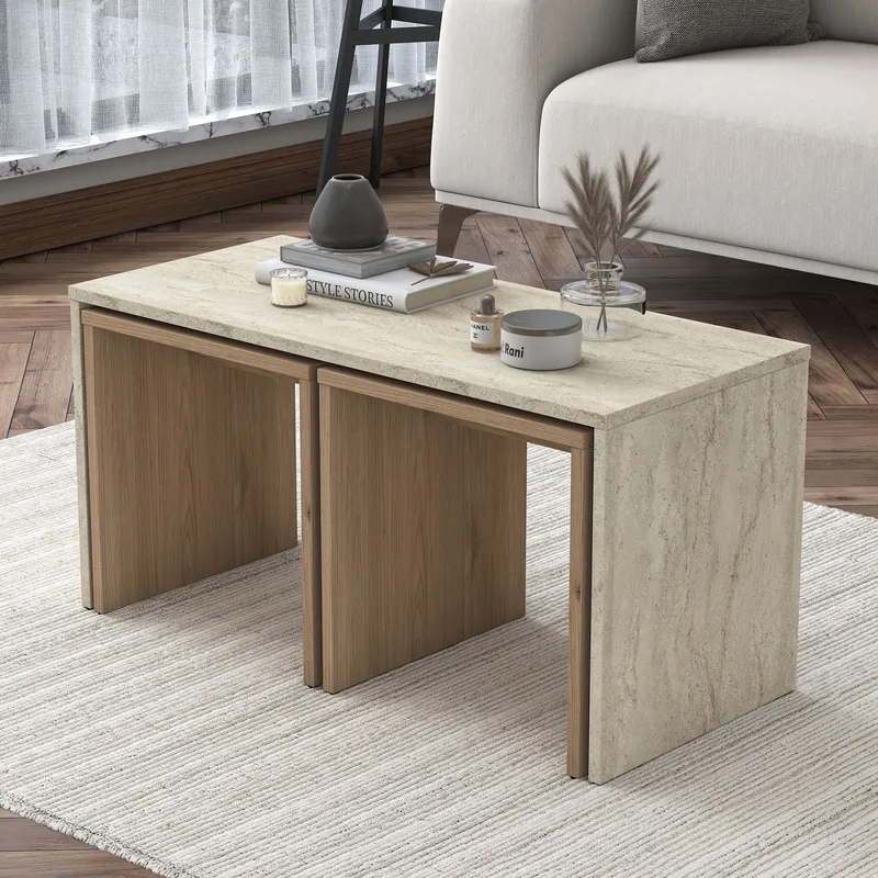Fenvik Soffbordsset 90x44,8x40 cm - Travertin - Möbler - Bord & matgrupp - Soffbord