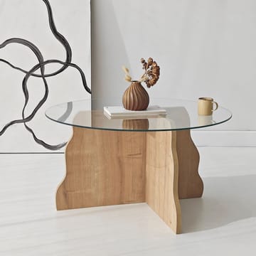 Fikret Soffbord 75 cm Rund Glas - Safir Ek Och Transparent - Möbler - Bord & matgrupp - Soffbord