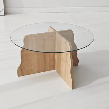 Fikret Soffbord 75 cm Rund Glas - Safir Ek Och Transparent - Möbler - Bord & matgrupp - Soffbord