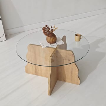 Fikret Soffbord 75 cm Rund Glas - Safir Ek Och Transparent - Möbler - Bord & matgrupp - Soffbord