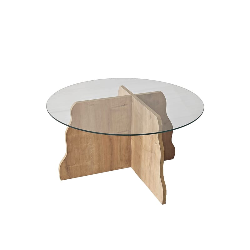 Fikret Soffbord 75 cm Rund Glas - Safir Ek Och Transparent - Möbler - Bord & matgrupp - Soffbord