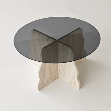 Fikret Soffbord 75 cm Rund Glas - Travertin Och Rökt - Möbler - Bord & matgrupp - Soffbord