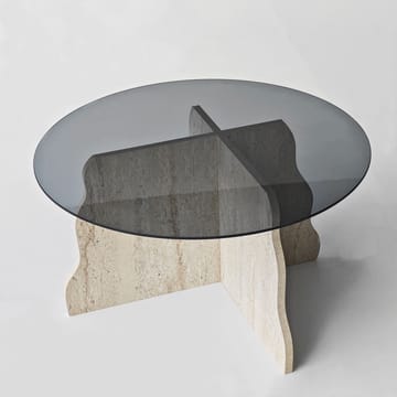 Fikret Soffbord 75 cm Rund Glas - Travertin Och Rökt - Möbler - Bord & matgrupp - Soffbord