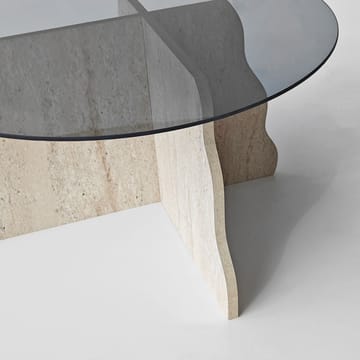 Fikret Soffbord 75 cm Rund Glas - Travertin Och Rökt - Möbler - Bord & matgrupp - Soffbord