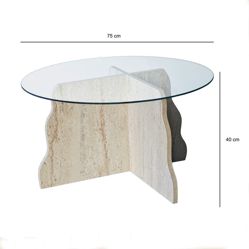 Fikret Soffbord 75 cm Rund Glas - Travertin Och Transparent - Möbler - Bord & matgrupp - Soffbord