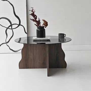 Fikret Soffbord 75 cm Rund Glas - Valnöt Och Rökt - Möbler - Bord & matgrupp - Soffbord