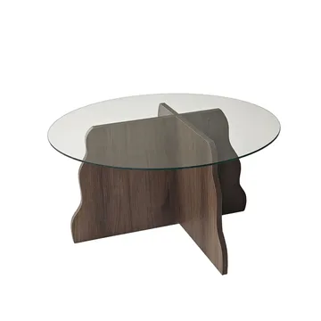 Fikret Soffbord 75 cm Rund Glas - Valnöt Och Transparent - Möbler - Bord & matgrupp - Soffbord