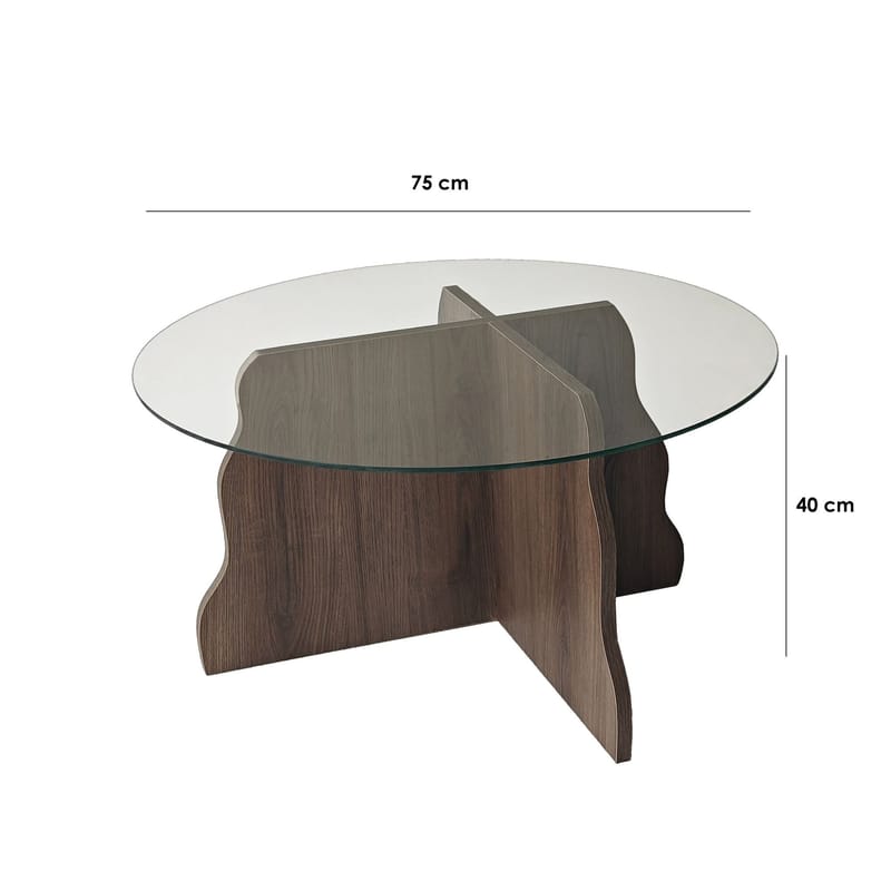 Fikret Soffbord 75 cm Rund Glas - Valnöt Och Transparent - Möbler - Bord & matgrupp - Soffbord