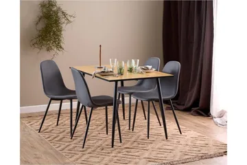 Finola Matgrupp 120 cm + 4 st Salaman Matstolar - Grå/Brun/Svart - Möbler - Bord & matgrupp - Matgrupp