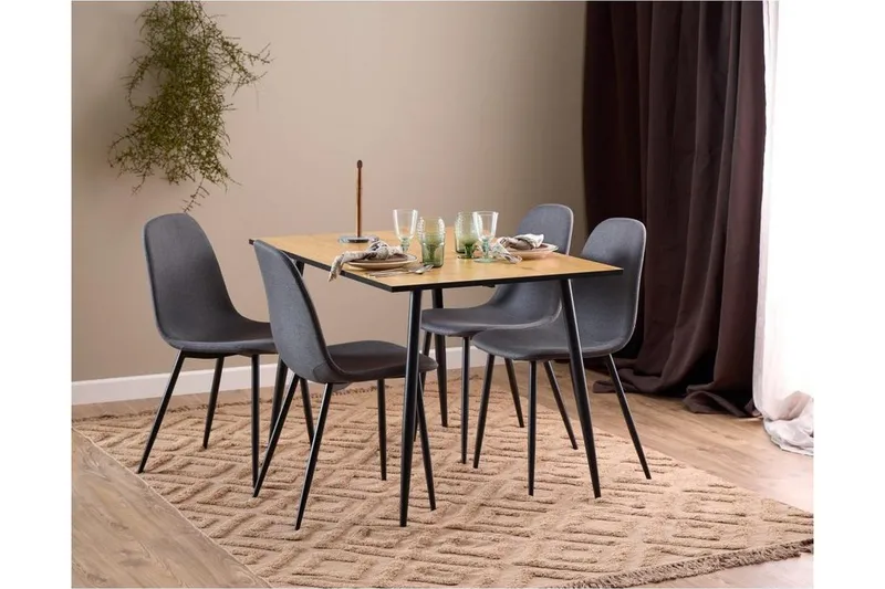 Finola Matgrupp 120 cm + 4 st Salaman Matstolar - Grå/Brun/Svart - Möbler - Bord & matgrupp - Matgrupp
