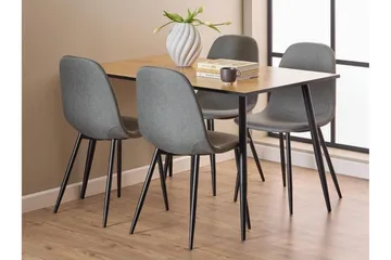 Finola Matgrupp 120 cm + 4 st Salaman Matstolar - Grå/Brun/Svart - Möbler - Bord & matgrupp - Matgrupp